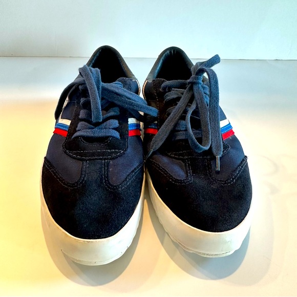 TORY BURCH SPORT Women's Blue Canvas Suede Lace Up Sneakers Shoes Size 8 - Picture 4 of 7